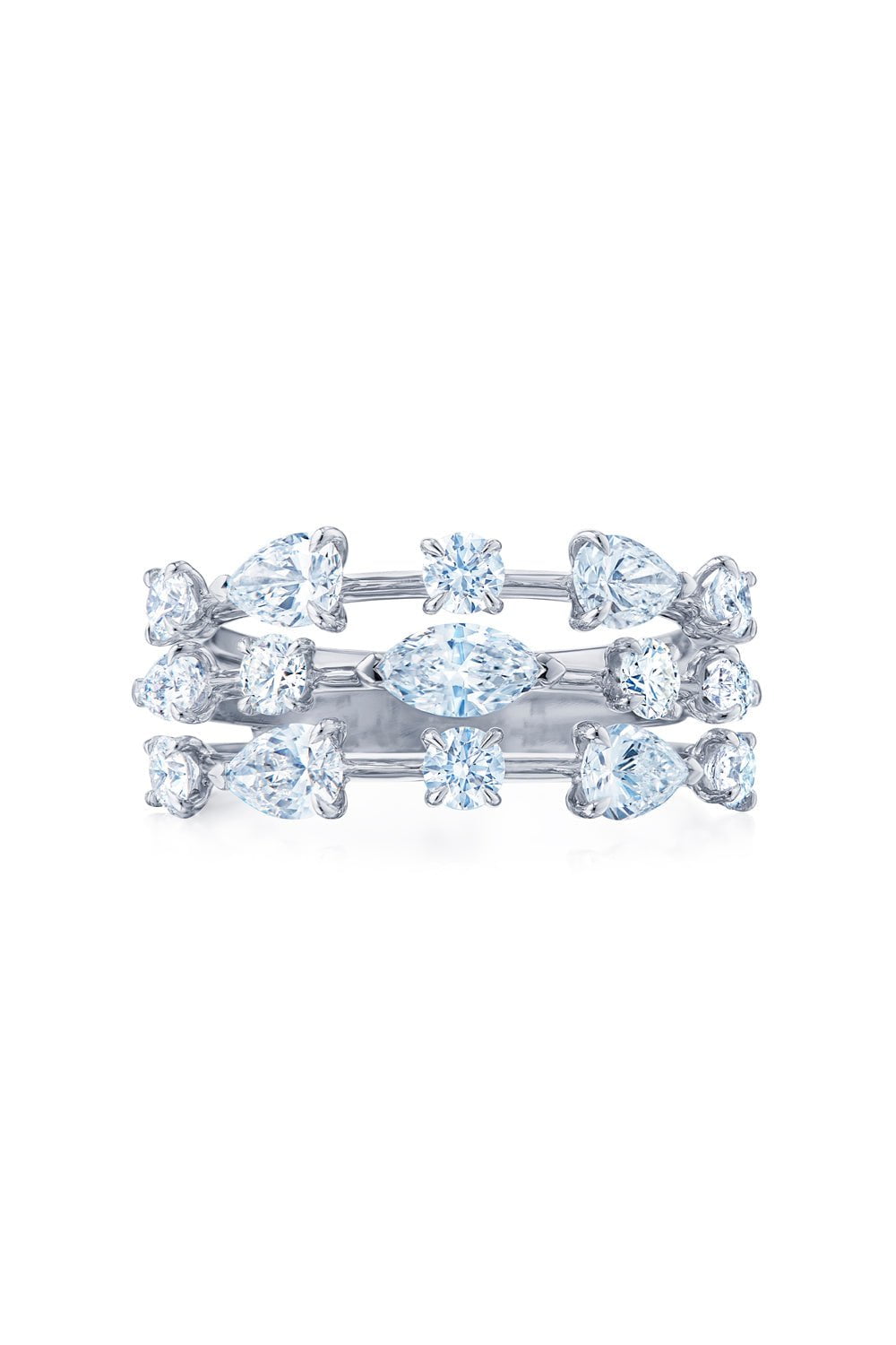 KWIAT-Starry Night Three Row Ring-WHITE GOLD