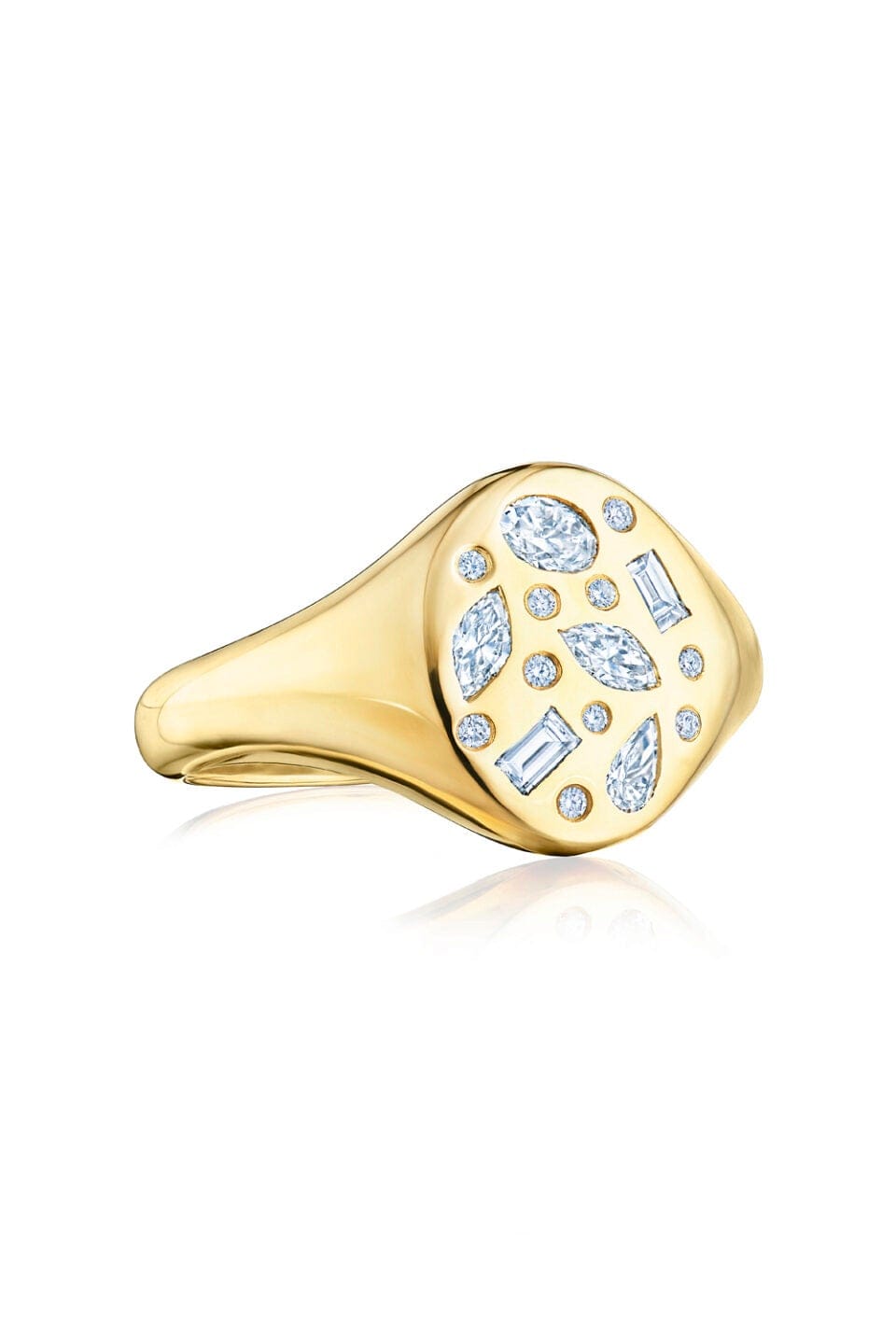 KWIAT-Cobblestone Small Signet Ring-YELLOW GOLD