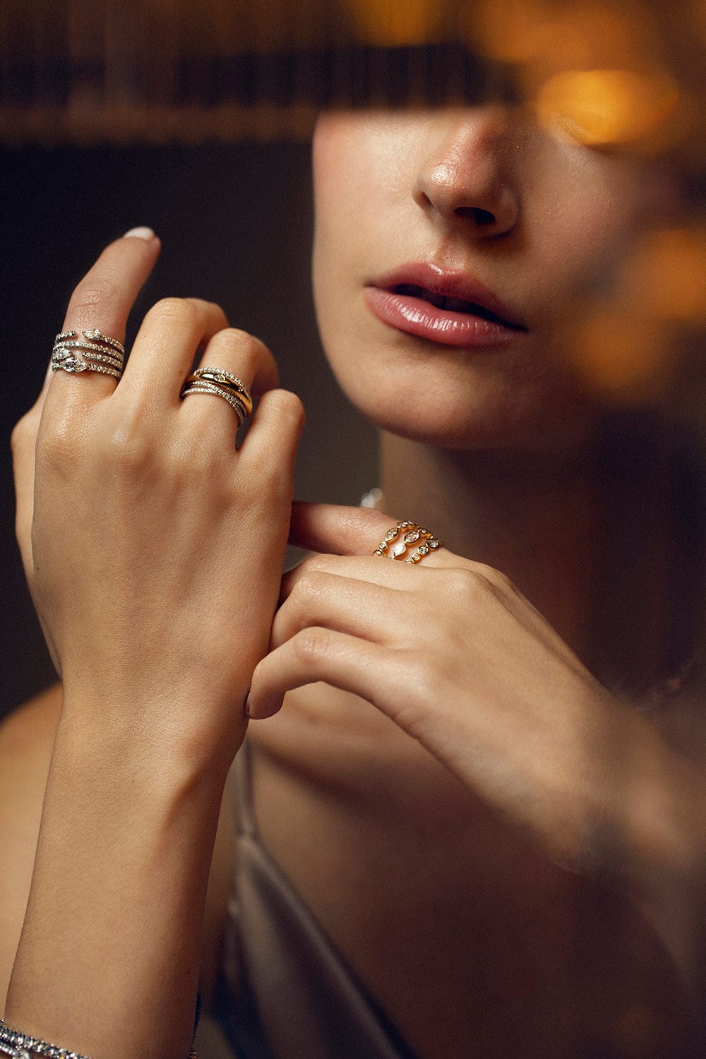 KWIAT-Orbit Wide Stacked Ring- Two Tone-YELLOW GOLD