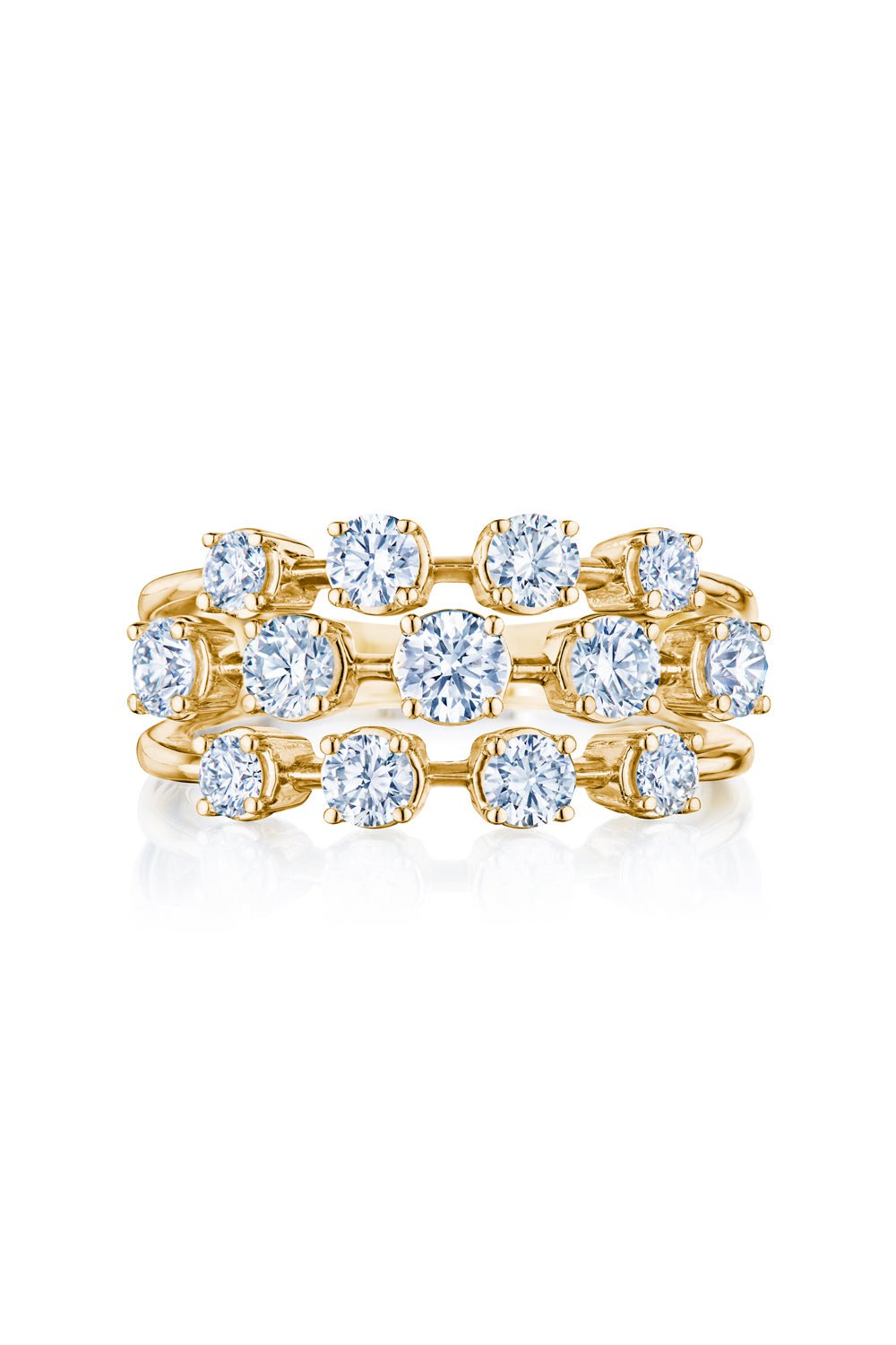 KWIAT-Starry Night Three Row Diamond Ring-YELLOW GOLD
