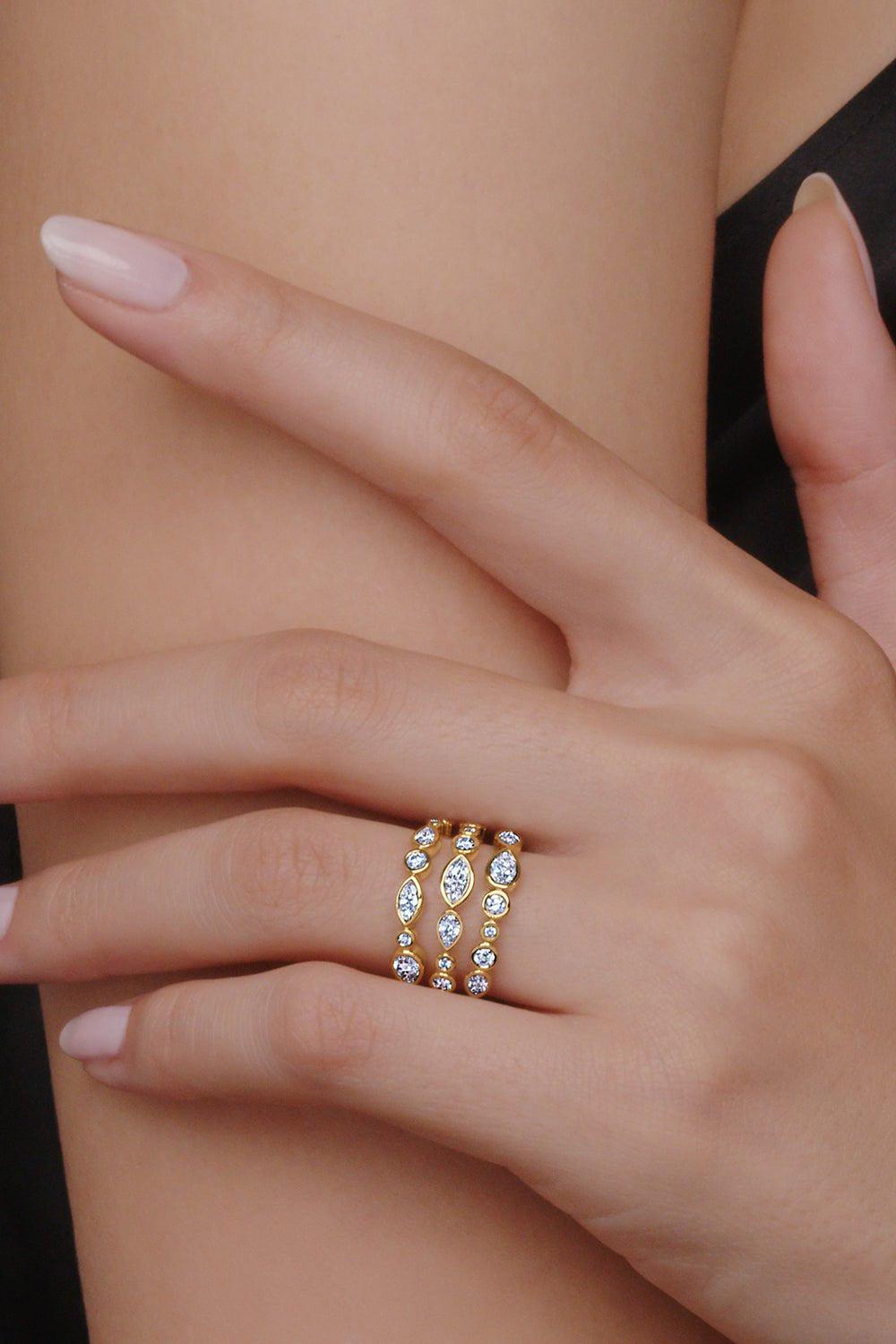 KWIAT-Portofino 3-Row Ring-YELLOW GOLD
