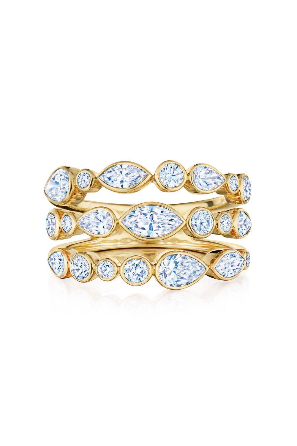 KWIAT-Portofino 3-Row Ring-YELLOW GOLD