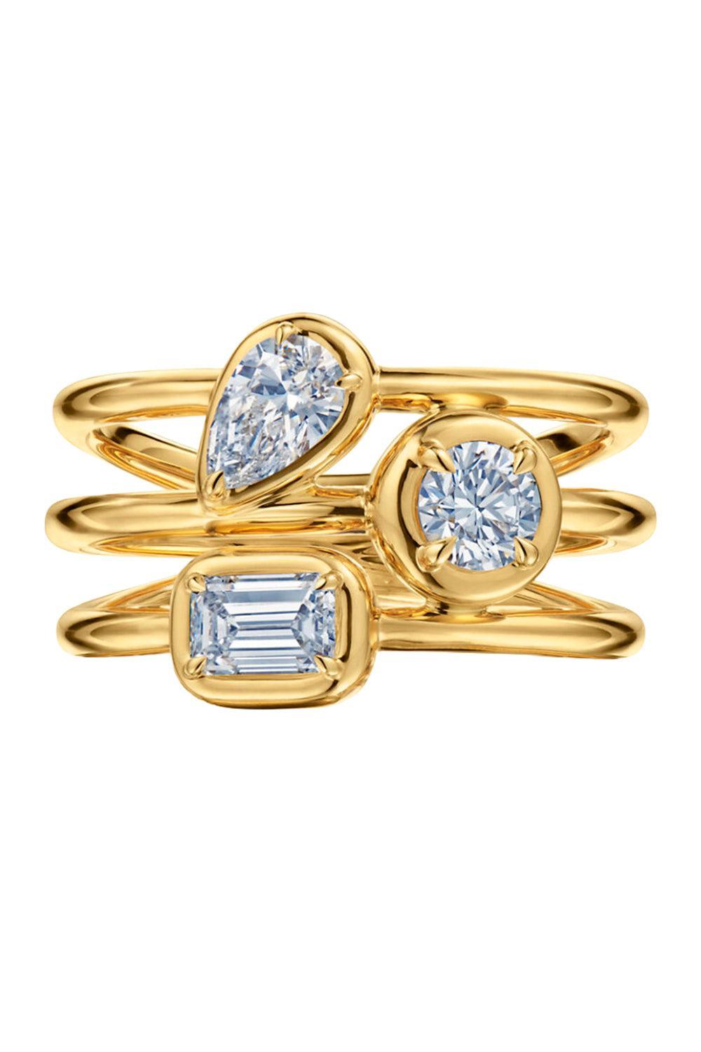 Diamond Starry Night Triple Row Bezel Ring-YELLOW GOLD-JEWELRYFINE JEWELRING-KWIAT