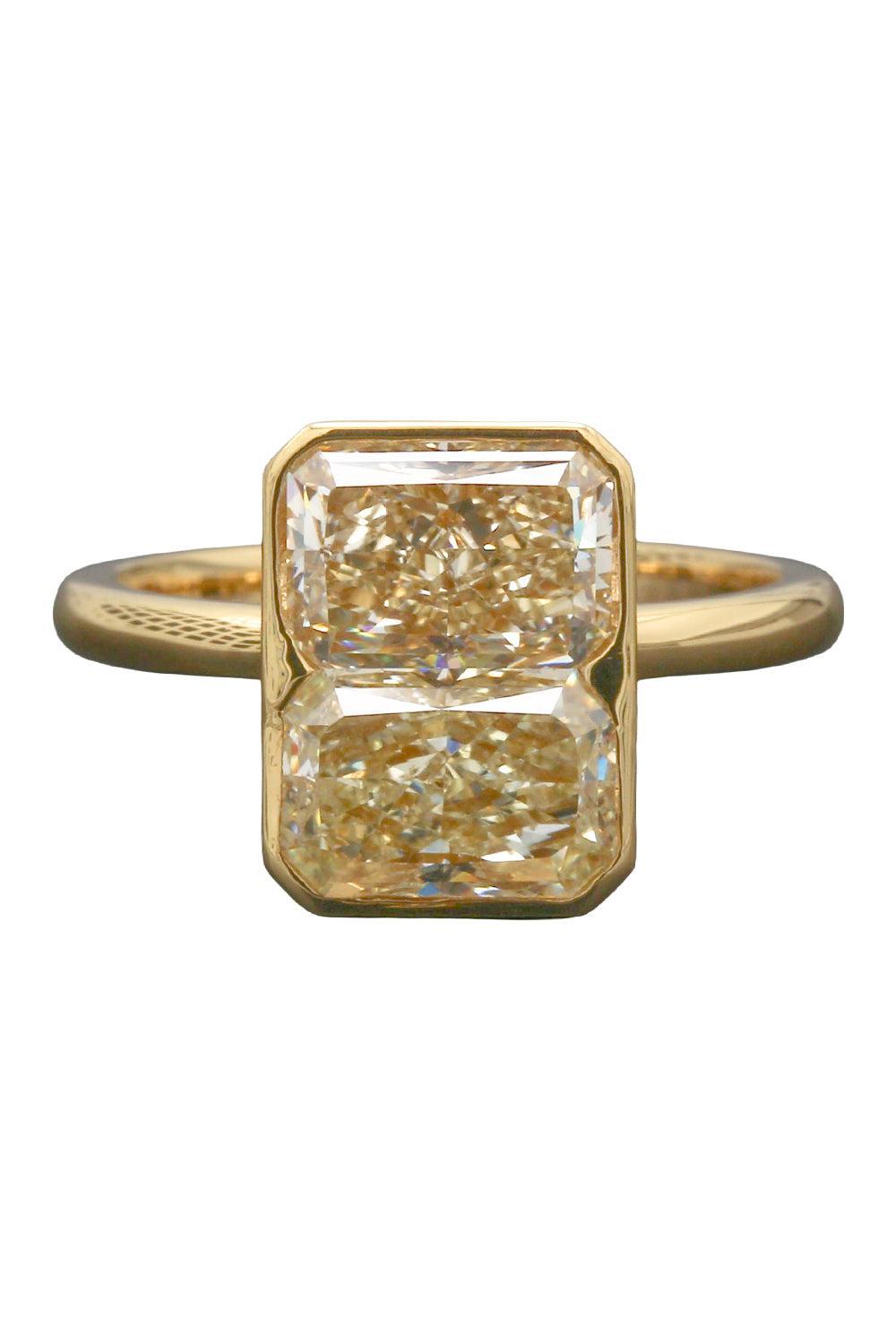 Yellow Diamond Radiant Double Solitaire Ring-YELLOW GOLD-JEWELRYFINE JEWELRING-KWIAT