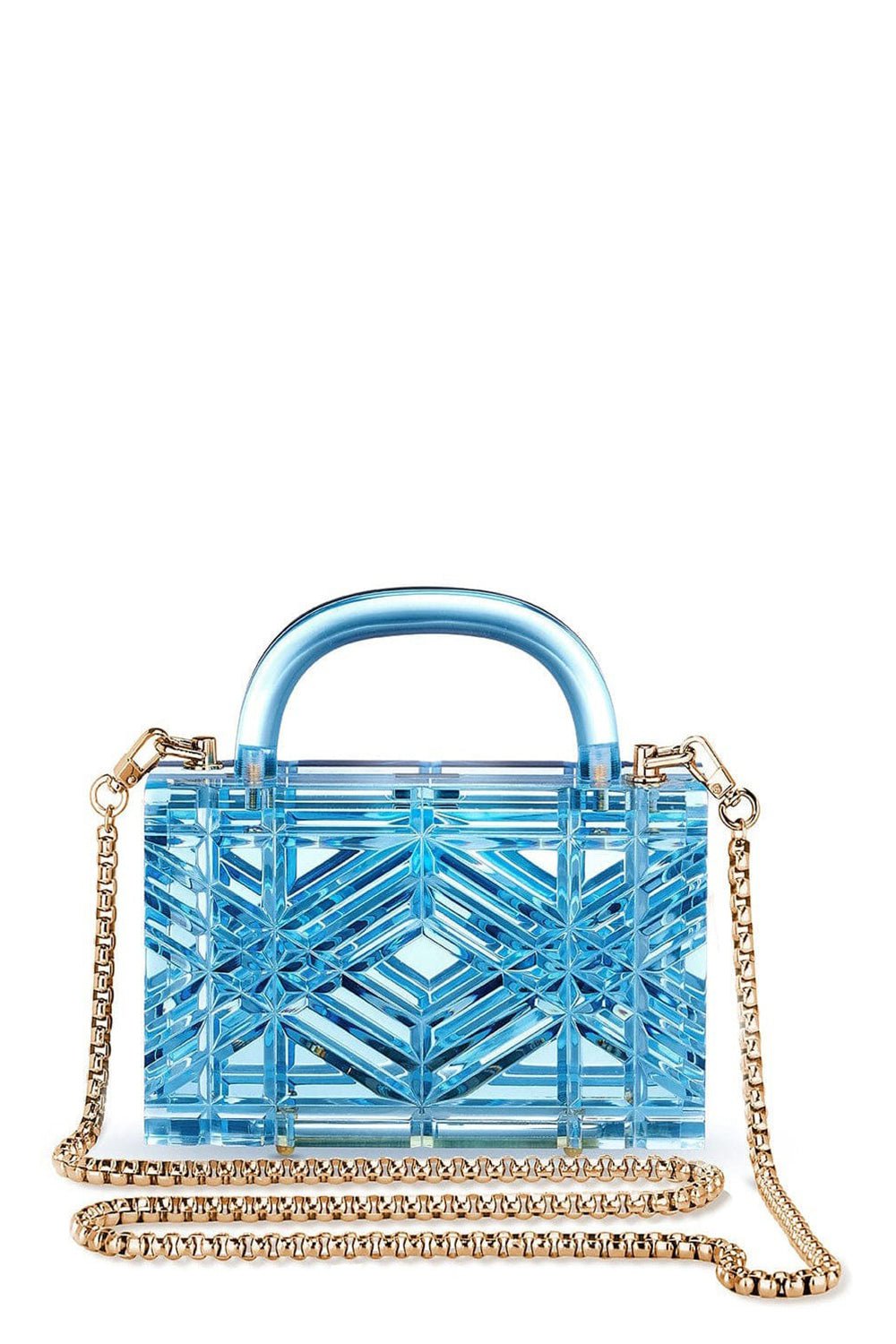 L' AFSHAR-Adele Bag With Gold Link Long Chain-BLUE
