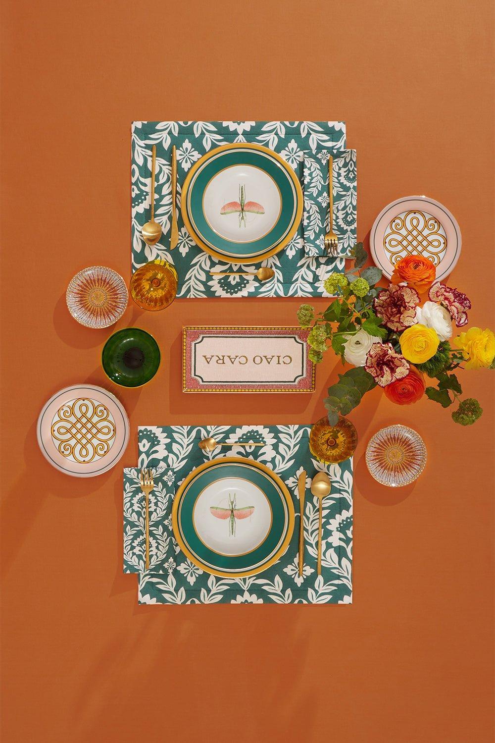  LA DOUBLEJ-Large Napkins Set Of 6 - Green Garland-GRNGARLN 