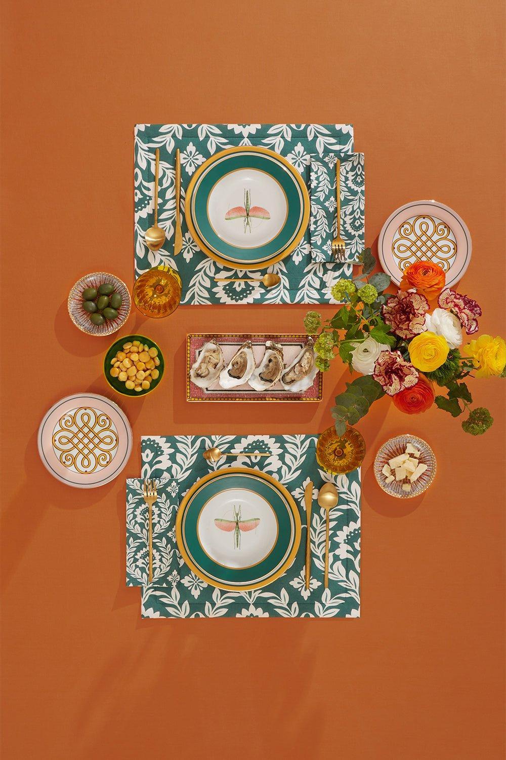 LA DOUBLEJ-Tablemat Set Of 2 - Green Garland-GRNGARLN