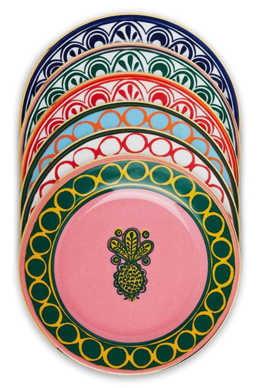 LA DOUBLEJ-Dessert Plates Set Of 6 - Pineapple Mix-MULTI