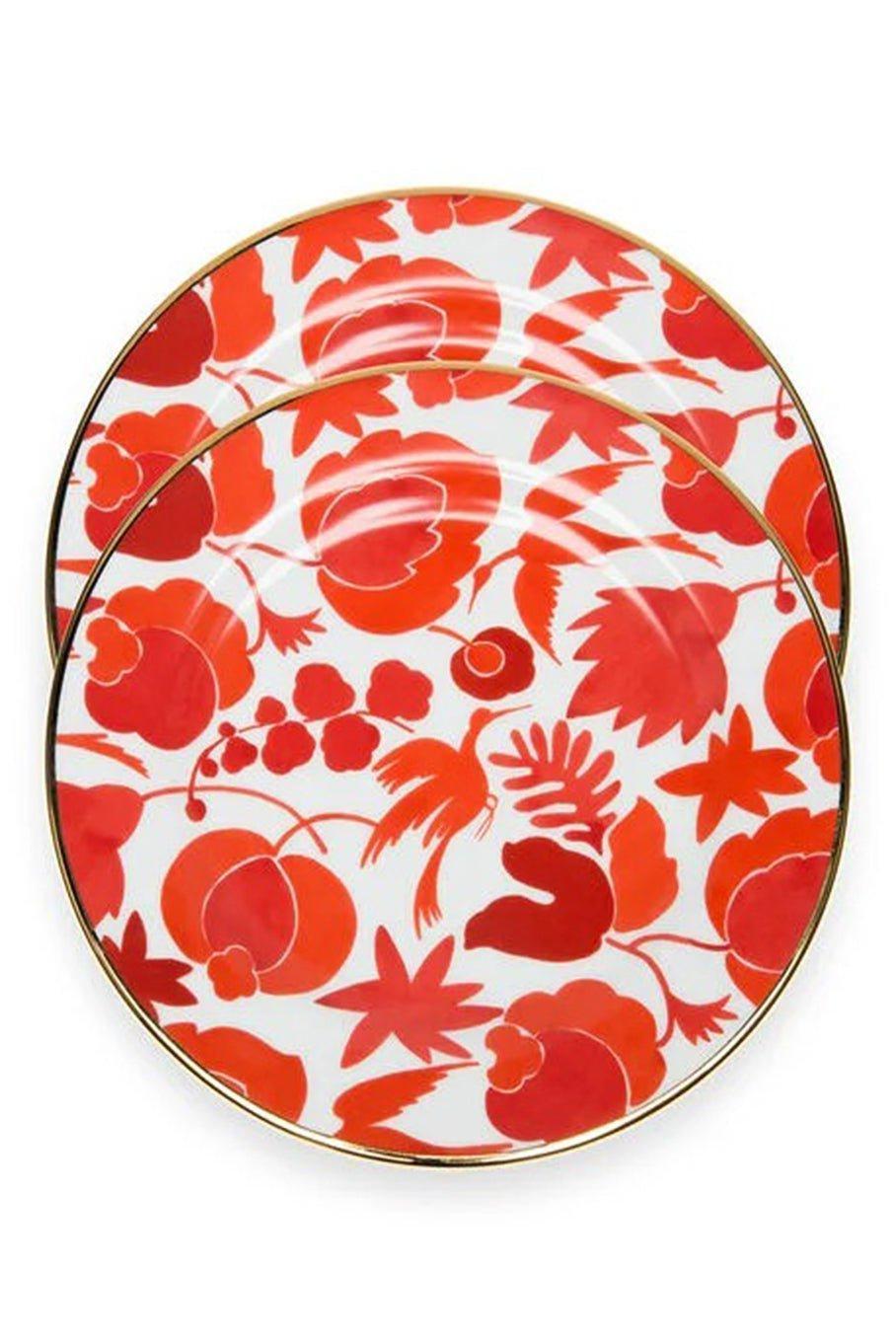 LA DOUBLEJ-Dessert Plate Set of 2 - Wildbird Rosso-ROSSO/BIANCO