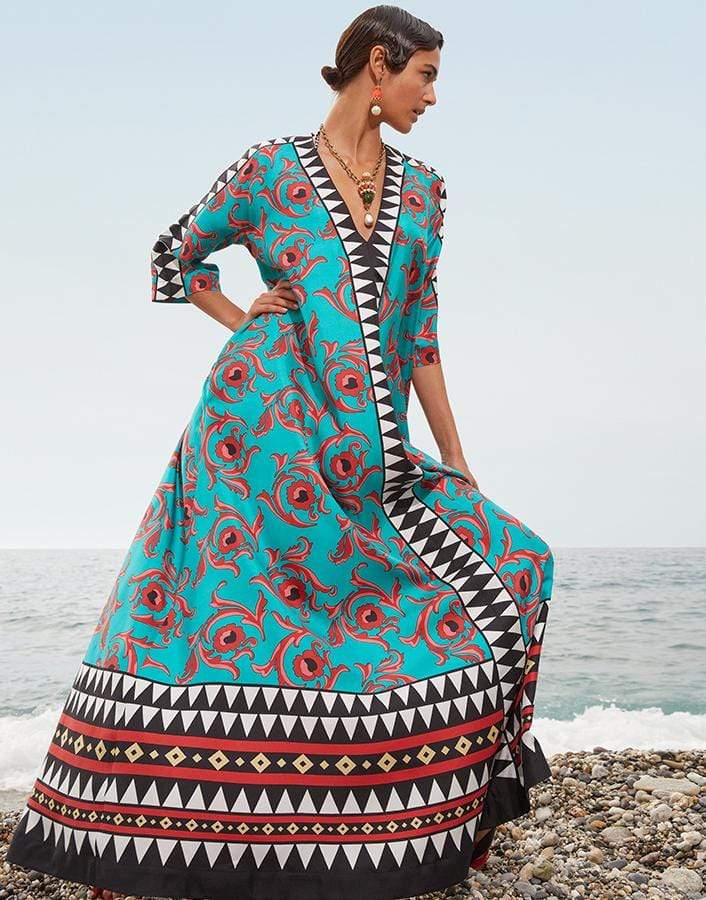 LA DOUBLEJ-Cartwheel Silk Twill Muumuu Dress-