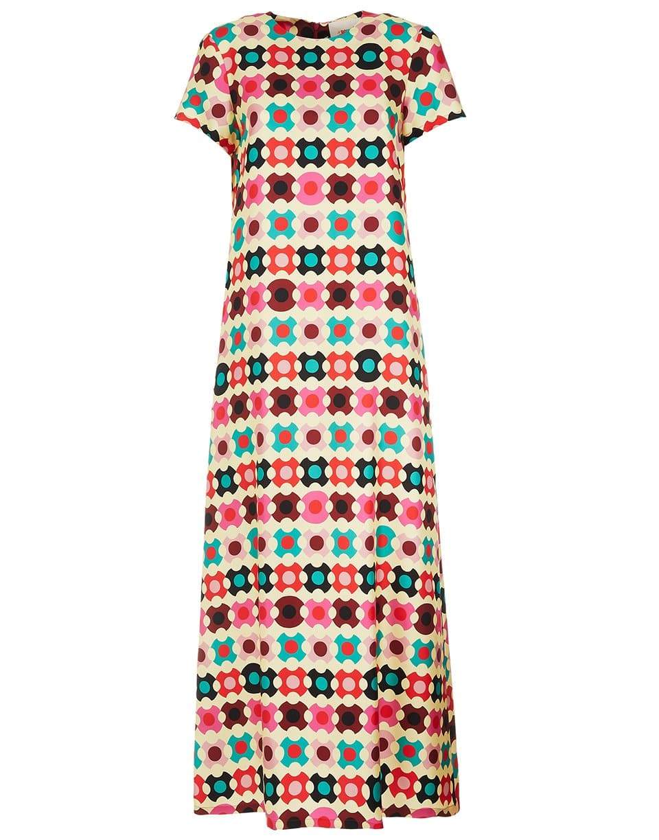 LA DOUBLEJ-Groovy Dot Giallo Silk Twill Swing Dress-