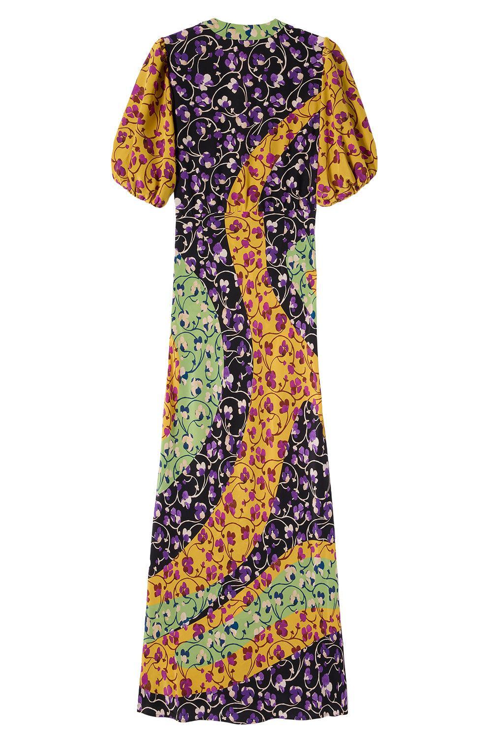 Marlene Dress - Honeysuckle Tricolor Placee-HONEYSKL-XS-CLOTHINGDRESSCASUAL-LA DOUBLEJ