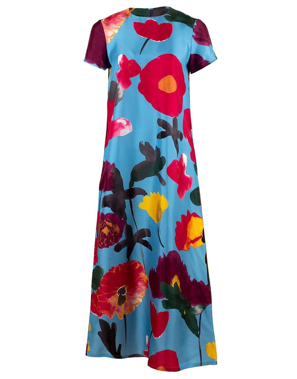 LA DOUBLEJ-Prom Azzurro Silk Twill Swing Dress-
