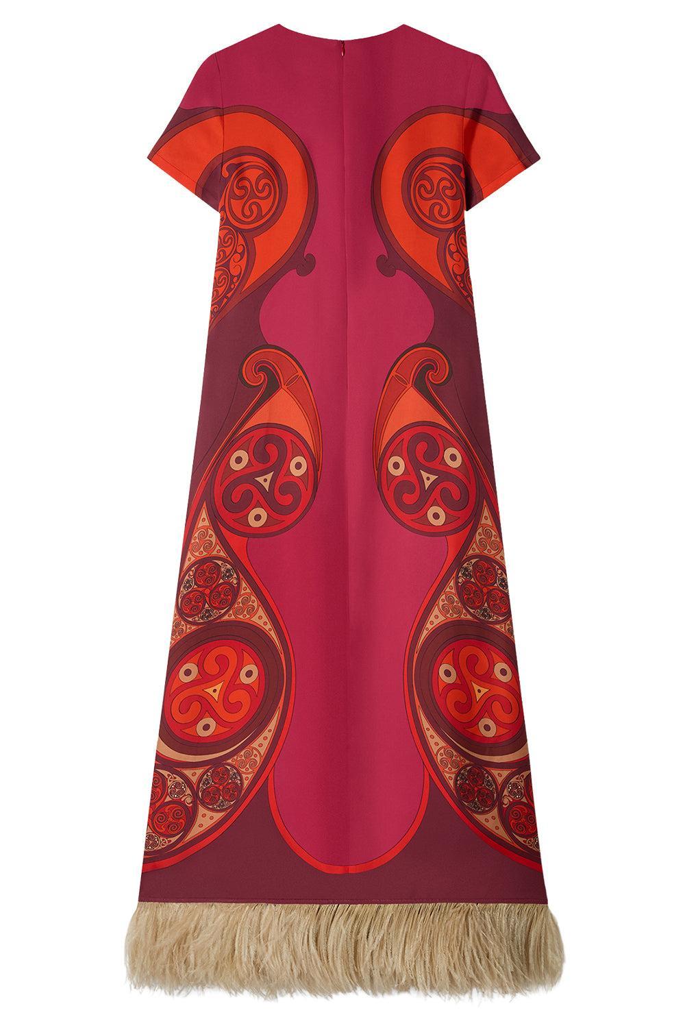 Feather Swing Dress - Alchemy Placee-RED-38-CLOTHINGDRESSEVENING-LA DOUBLEJ
