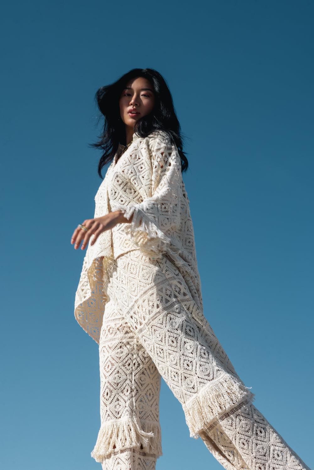 PALAZZO PANTS - PLAZA MACRAME-PLAZAMCR-XS-CLOTHINGPANTWIDE LEG-LA DOUBLEJ