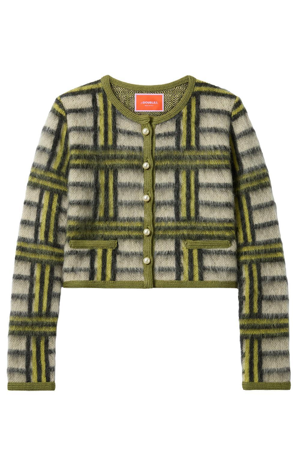  Check Cardigan-GREEN-XXS-CLOTHINGTOPCARDIGAN-LA DOUBLEJ 
