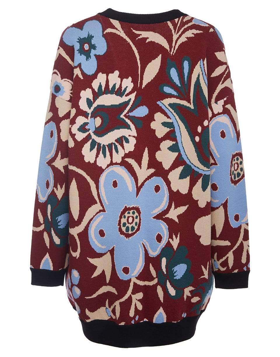 LA DOUBLEJ-Selva Azzurro in Viscose Jacquard Bowling Cardigan-