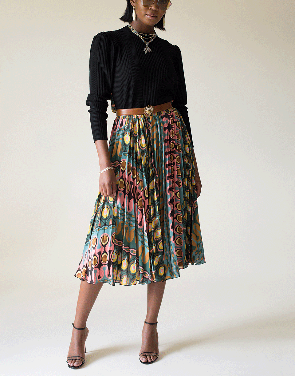 LA DOUBLEJ-Pleated Print Back Super Sweater-