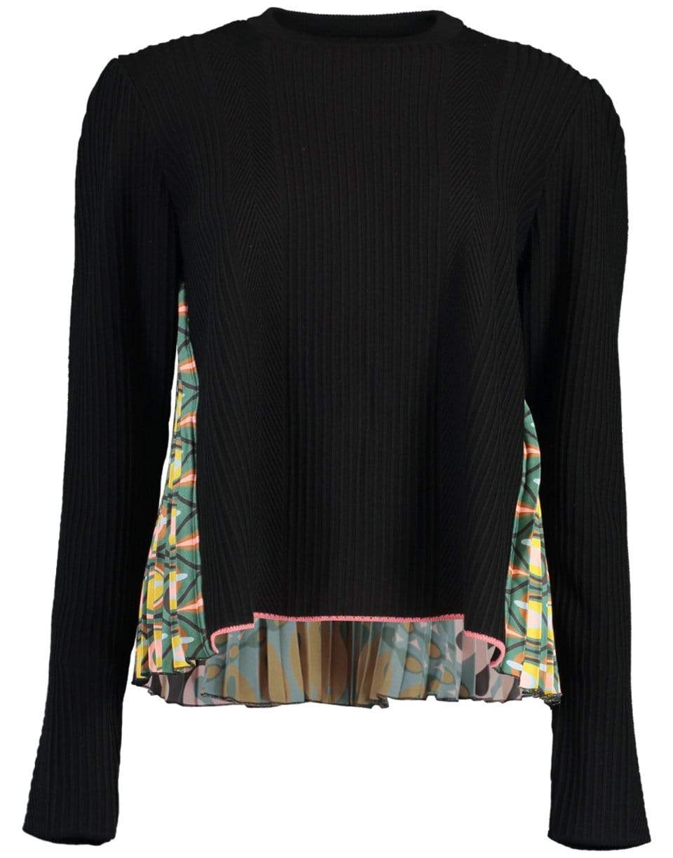 LA DOUBLEJ-Pleated Print Back Super Sweater-