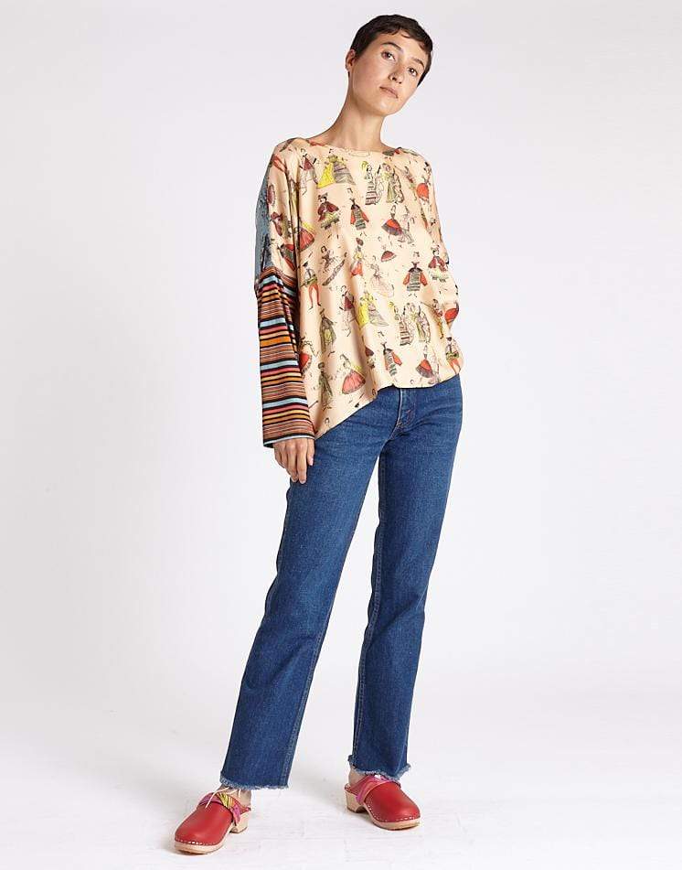 LA PRESTIC OUISTON-Mix Canali Bleu Janine Boatneck Top-