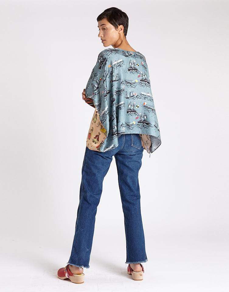 LA PRESTIC OUISTON-Mix Canali Bleu Janine Boatneck Top-