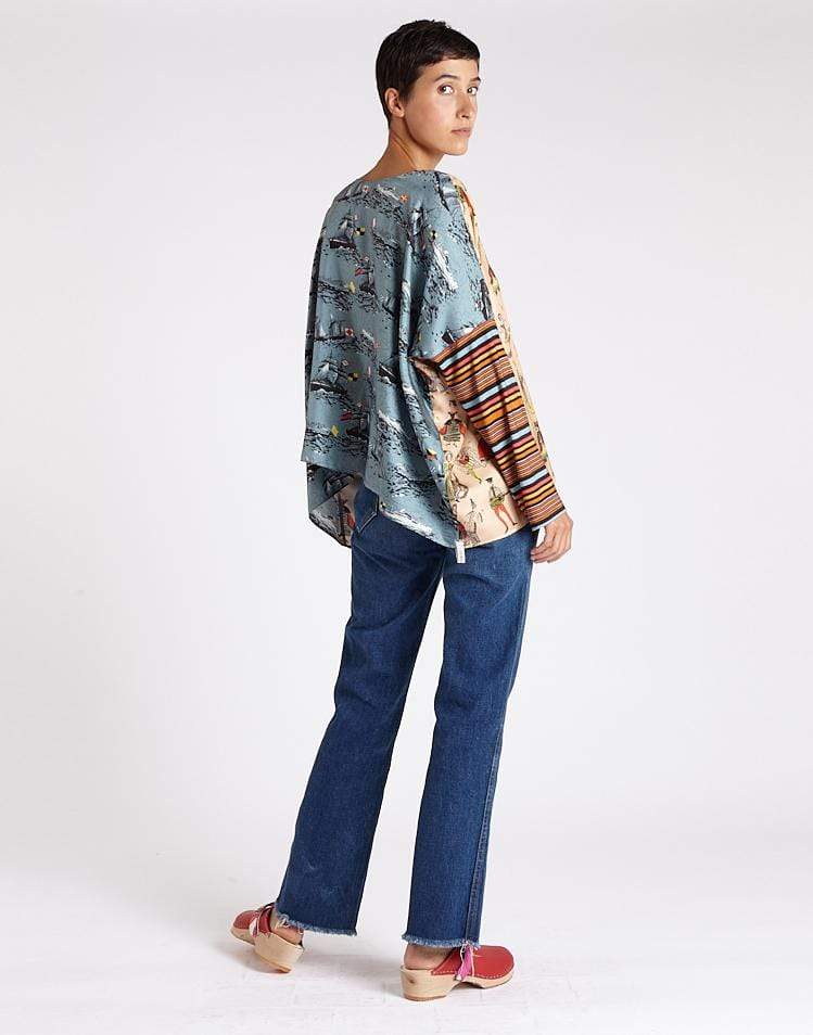 LA PRESTIC OUISTON-Mix Canali Bleu Janine Boatneck Top-