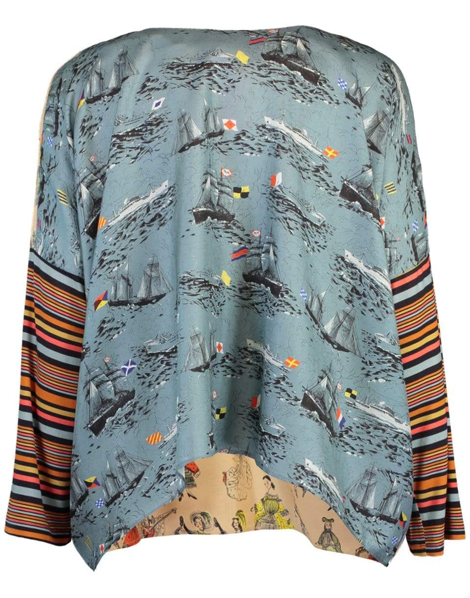 LA PRESTIC OUISTON-Mix Canali Bleu Janine Boatneck Top-