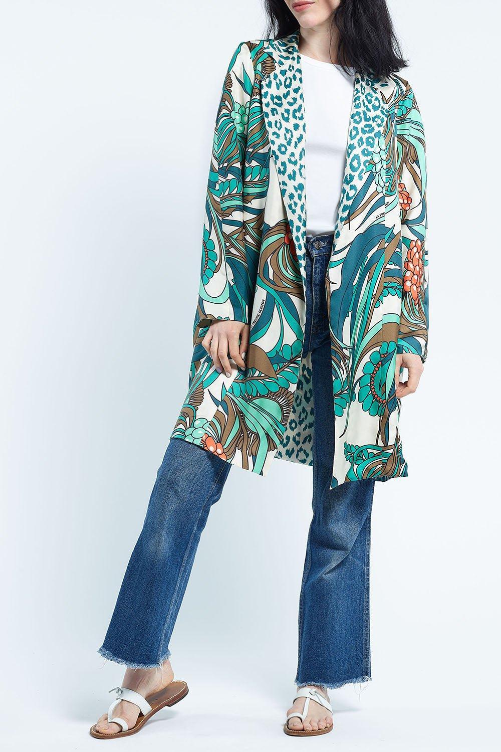 LA PRESTIC OUISTON-Liberte Kimono - Mix Corail Aqua Ecru-