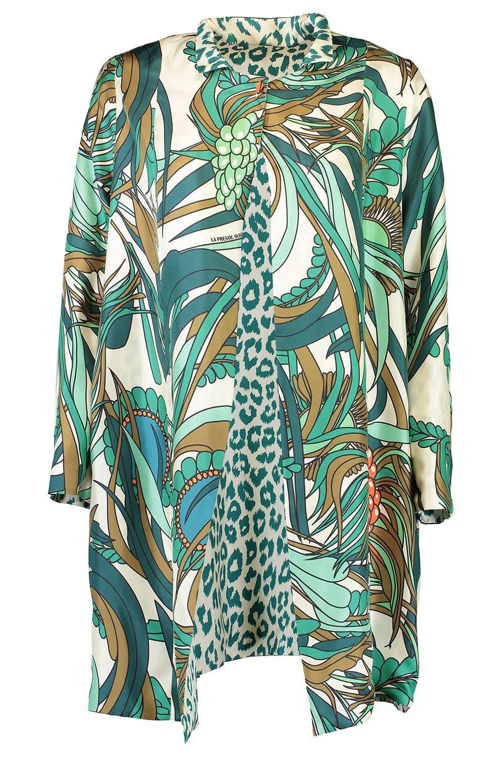 LA PRESTIC OUISTON-Liberte Kimono - Mix Corail Aqua Ecru-