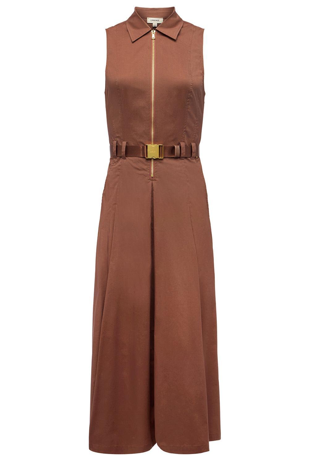 Kolton Midi Dress With Belt-NATURAL-0-CLOTHINGDRESSCASUAL-L'AGENCE