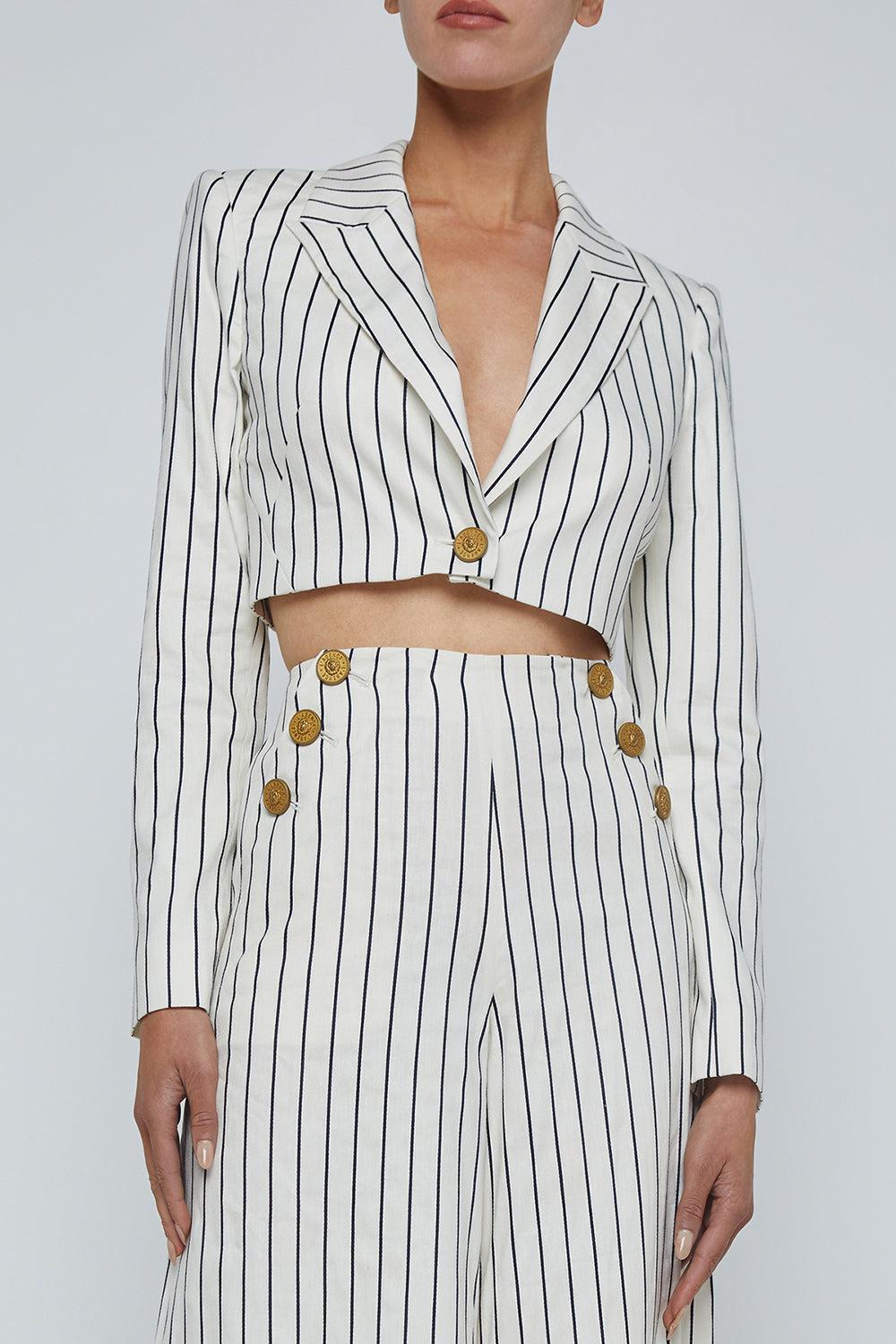 Izzie Blazer-VINTAGE WHITE/BLACK-2-CLOTHINGJACKETBLAZERS-L'AGENCE