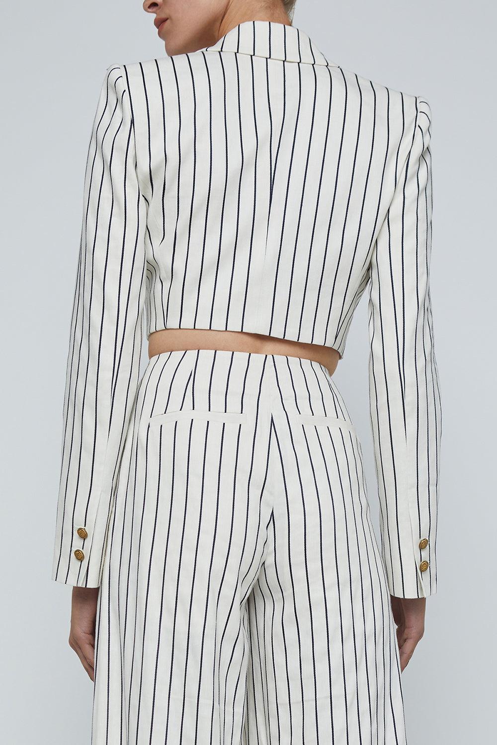 Izzie Blazer-VINTAGE WHITE/BLACK-2-CLOTHINGJACKETBLAZERS-L'AGENCE