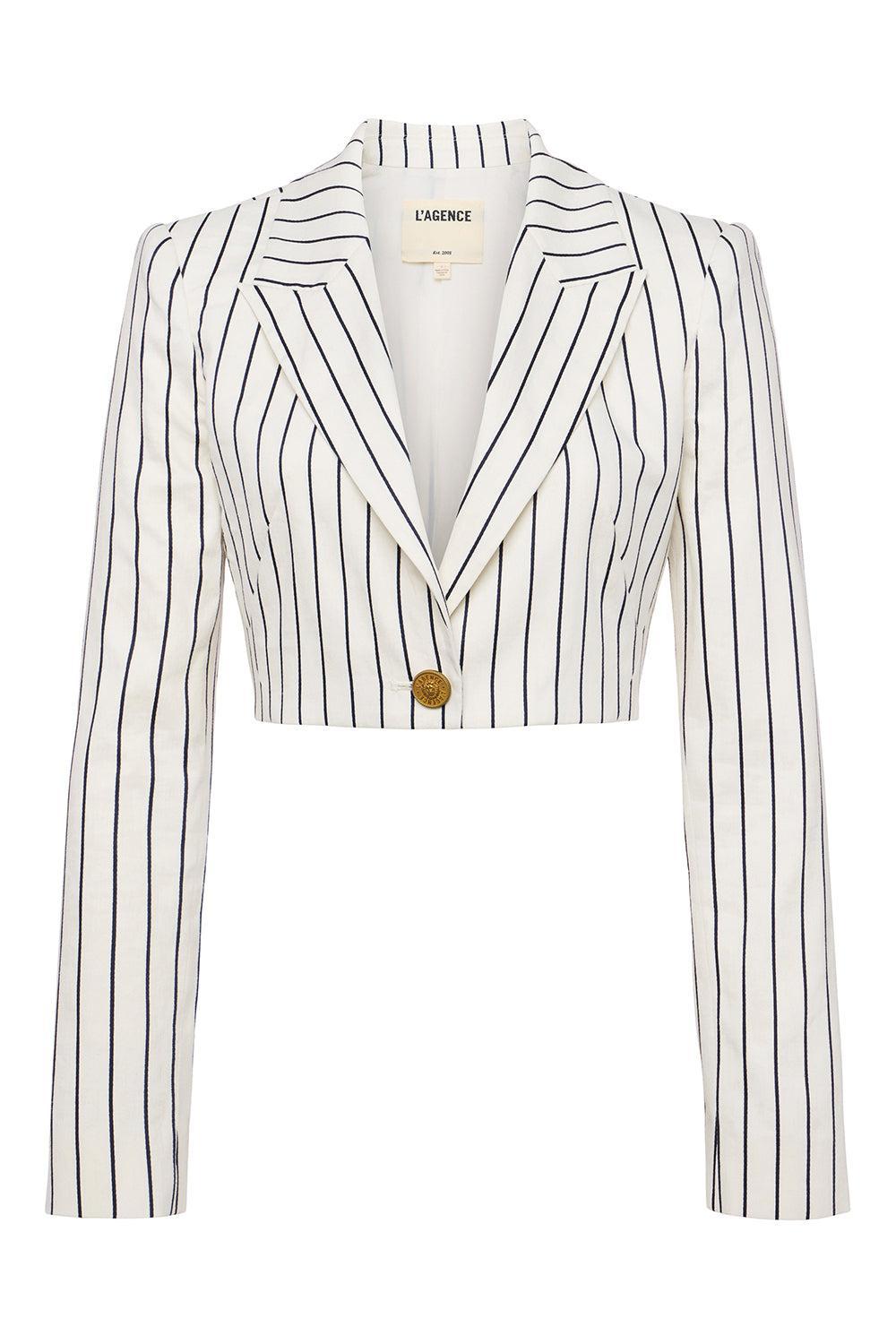 Izzie Blazer-VINTAGE WHITE/BLACK-2-CLOTHINGJACKETBLAZERS-L'AGENCE