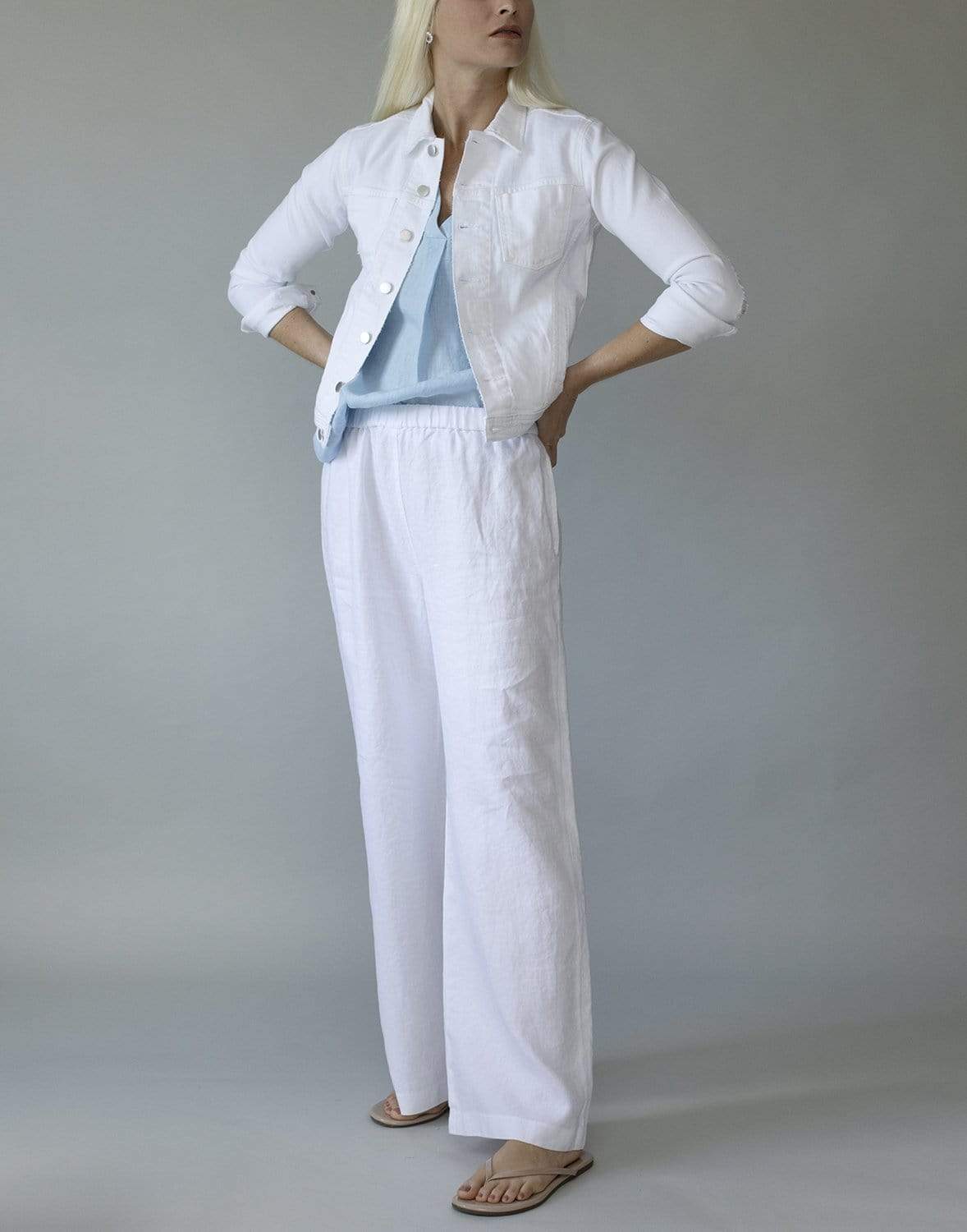 L'AGENCE-Celine White Denim Jacket-