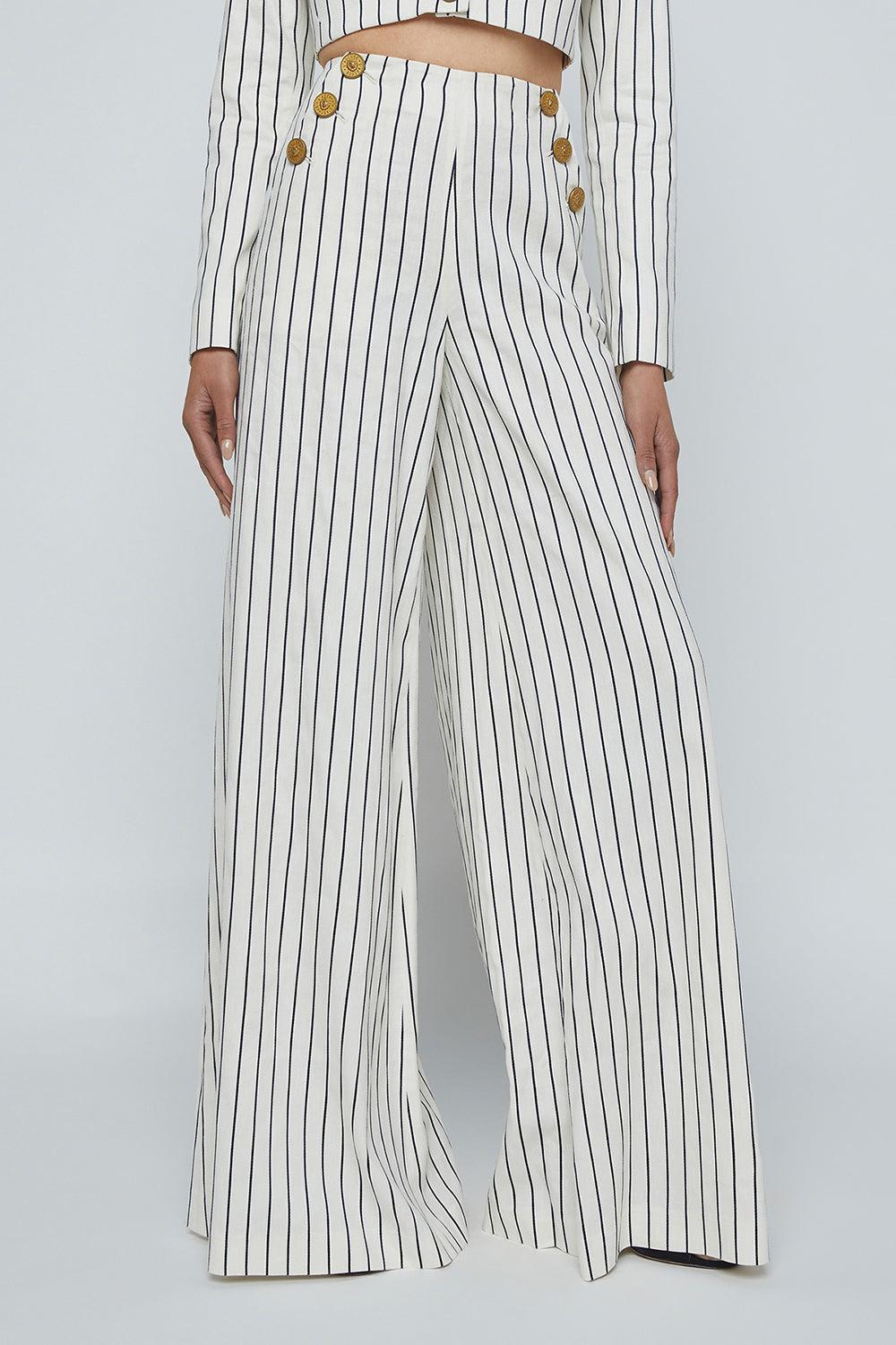 Kingston Wide Leg Pant-VINTAGE WHITE/BLACK-2-CLOTHINGPANTWIDE LEG-L'AGENCE