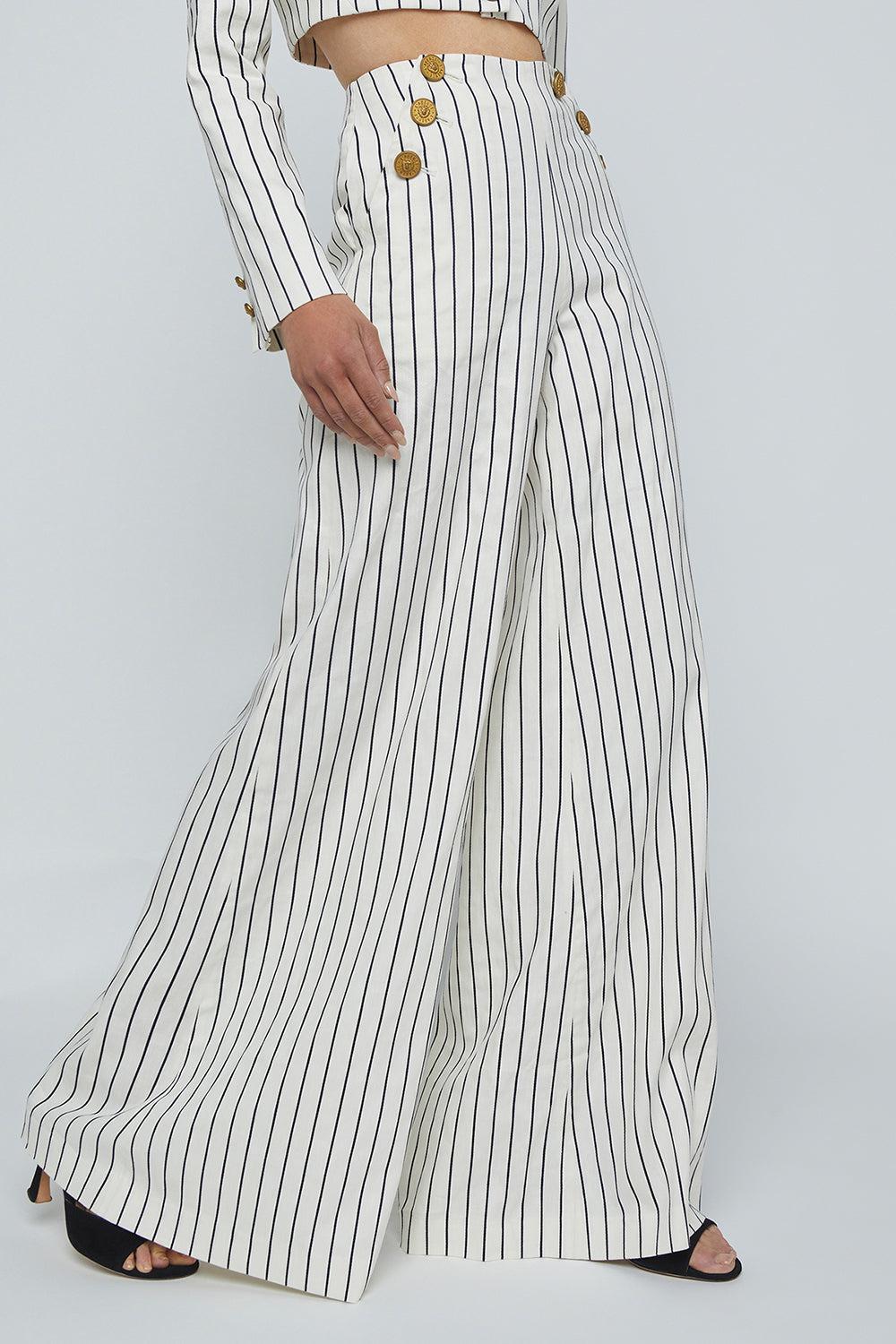 Kingston Wide Leg Pant-VINTAGE WHITE/BLACK-2-CLOTHINGPANTWIDE LEG-L'AGENCE
