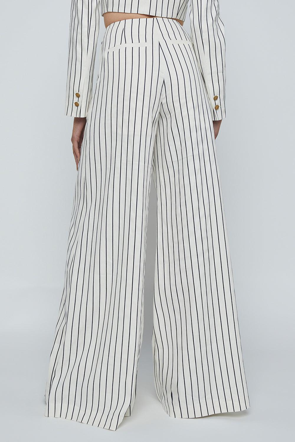 Kingston Wide Leg Pant-VINTAGE WHITE/BLACK-2-CLOTHINGPANTWIDE LEG-L'AGENCE