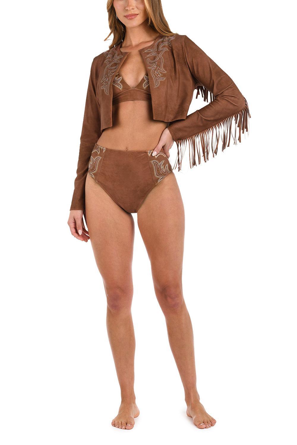 Adeline Bolero Cardigan Top-BRONZE-XS-CLOTHINGSWIM-L'AGENCE