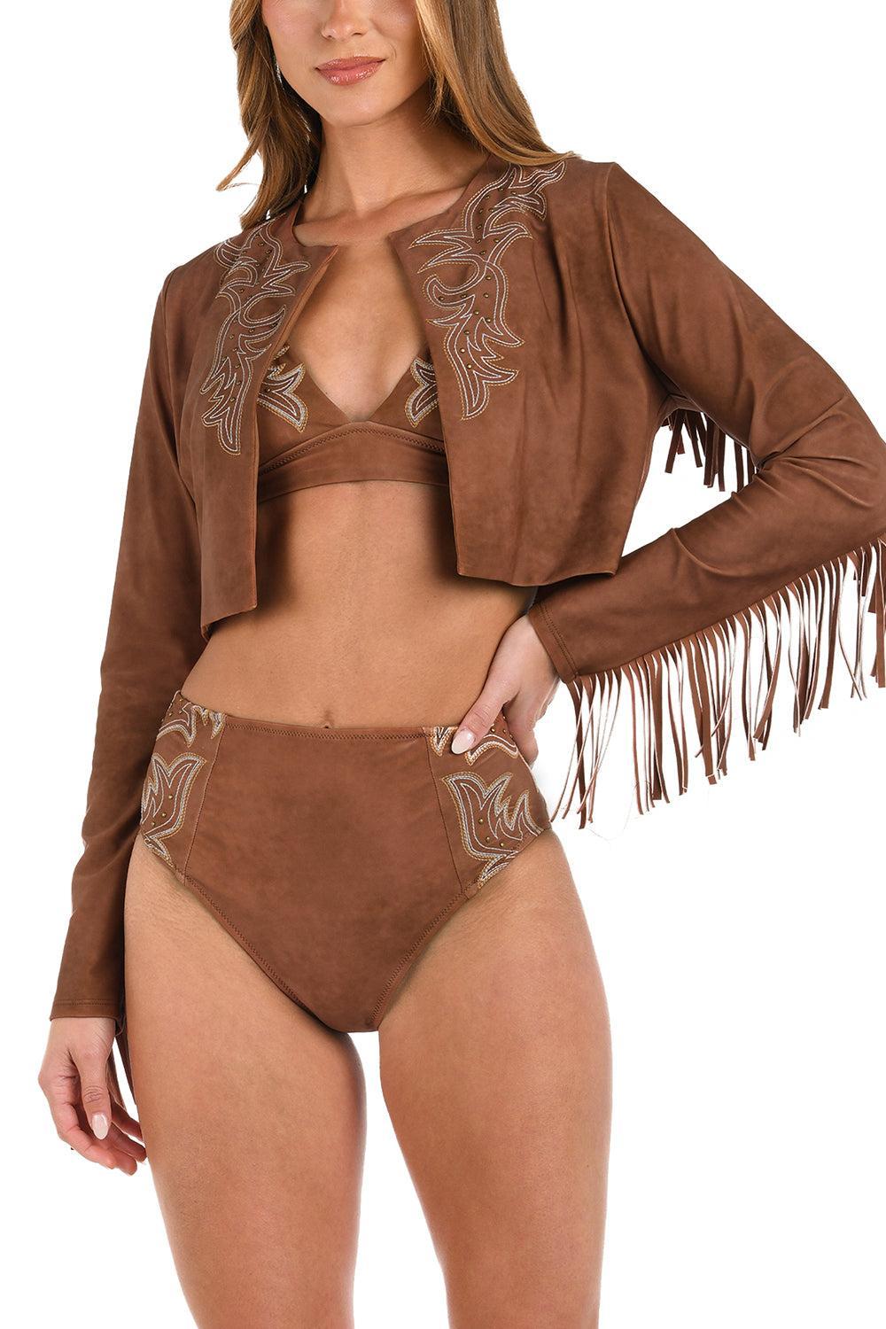 Adeline Bolero Cardigan Top-BRONZE-XS-CLOTHINGSWIM-L'AGENCE
