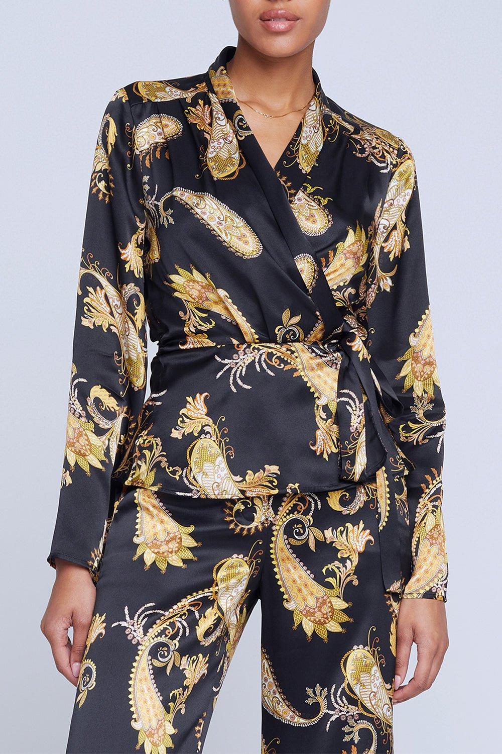 L'AGENCE-Olive Wrap Blouse-