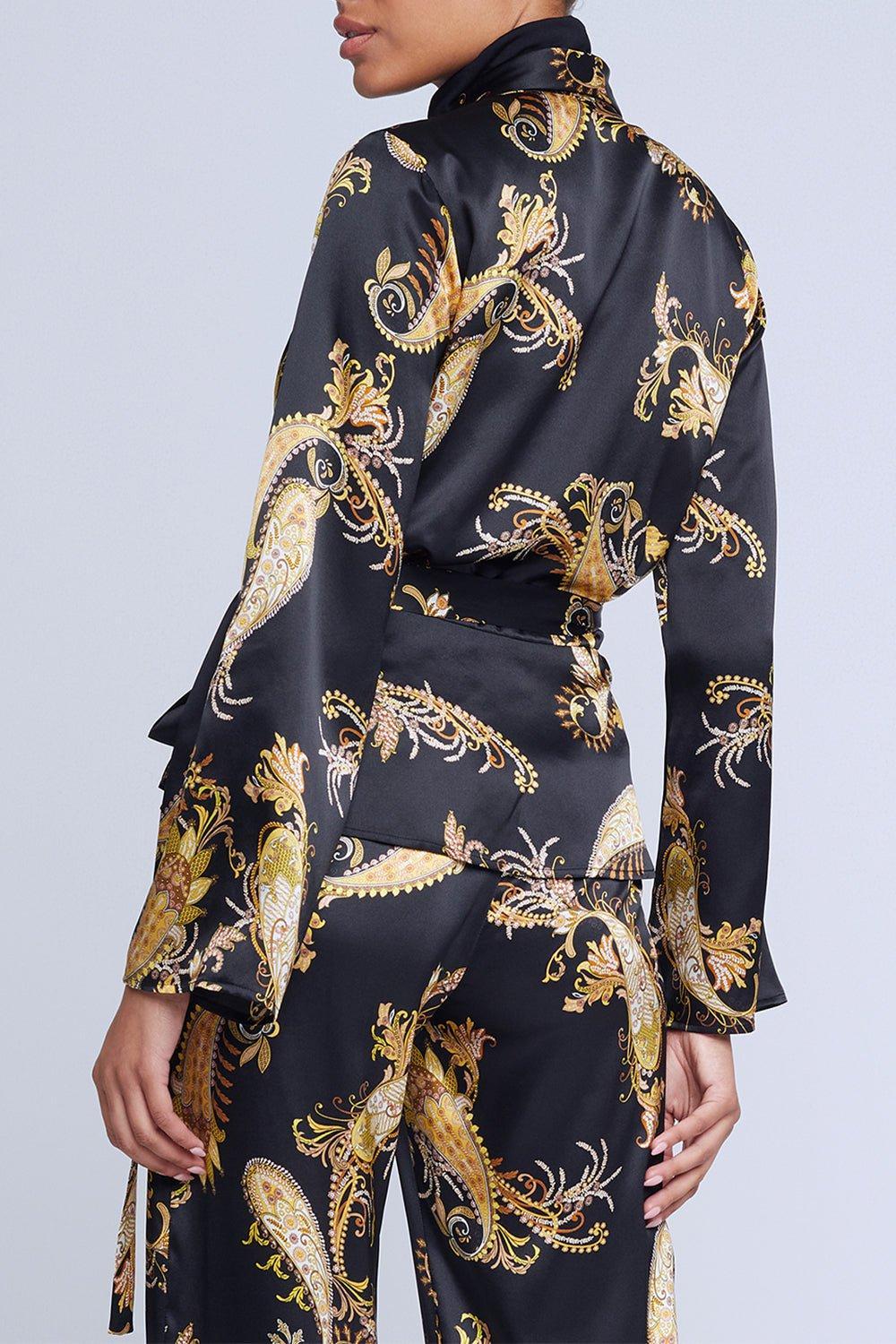 L'AGENCE-Olive Wrap Blouse-