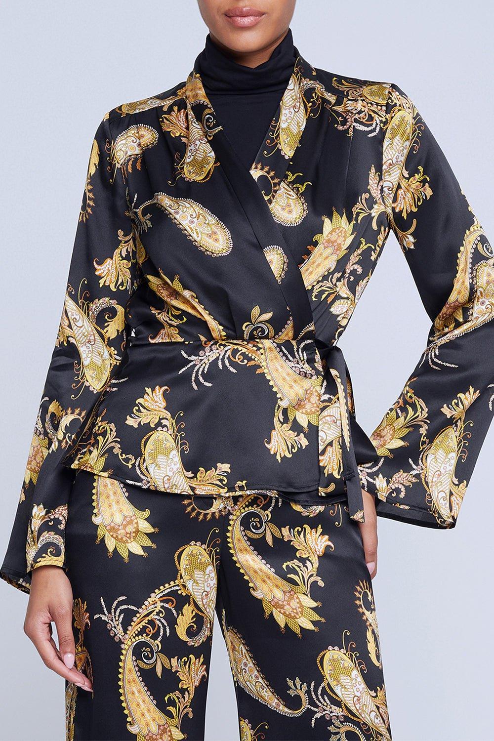 L'AGENCE-Olive Wrap Blouse-