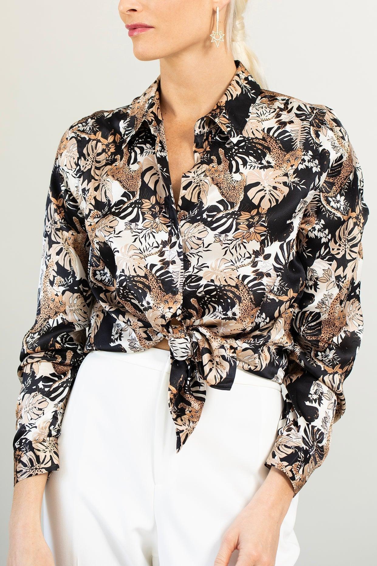 L'AGENCE-Tyler Long Sleeve Blouse - Black Panther-