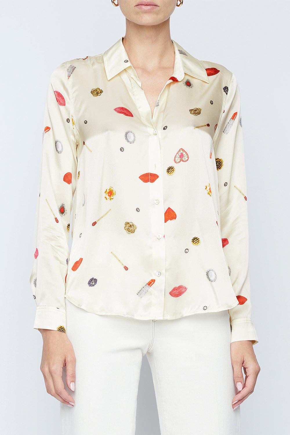 L'AGENCE-Tyler Blouse - Champagne Hearts-