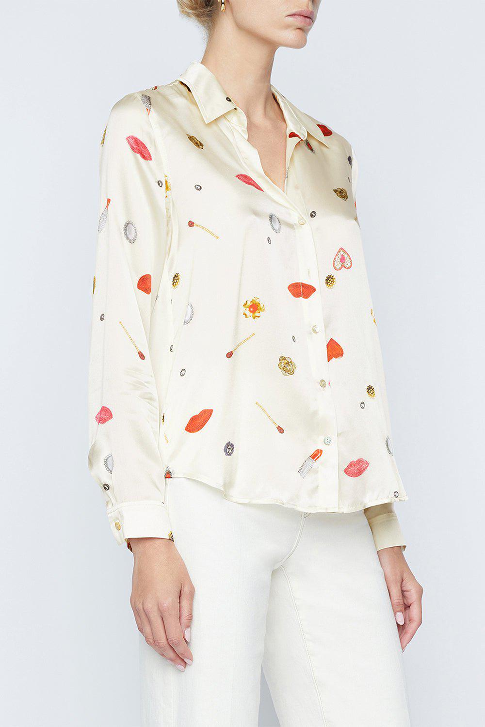 L'AGENCE-Tyler Blouse - Champagne Hearts-
