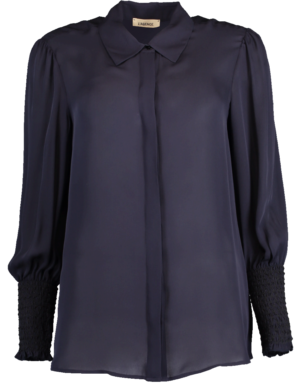 L'AGENCE-Lucin Smoked Cuff Blouse-
