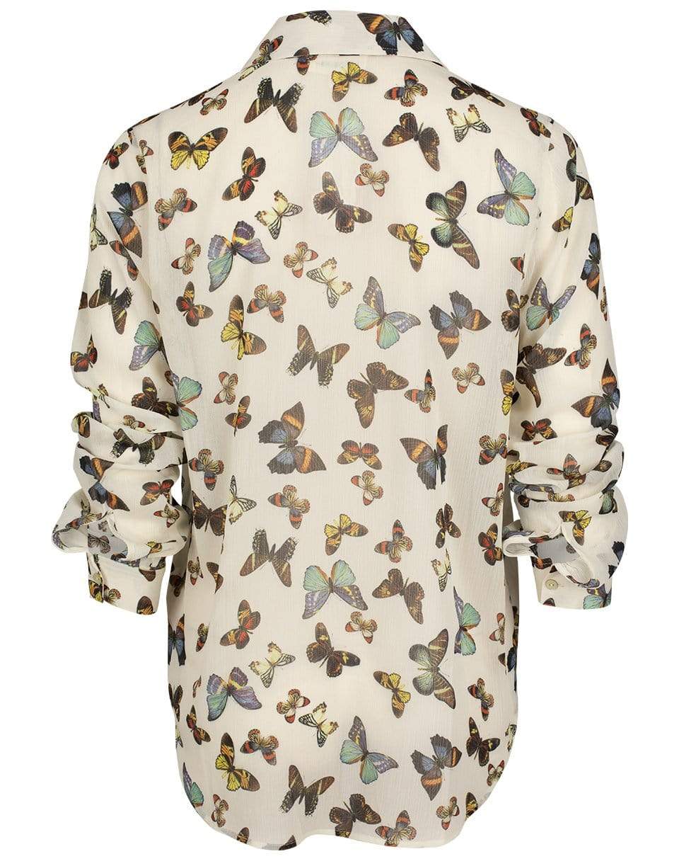 L'AGENCE-Butterfly Print Button Front Laurent Blouse-