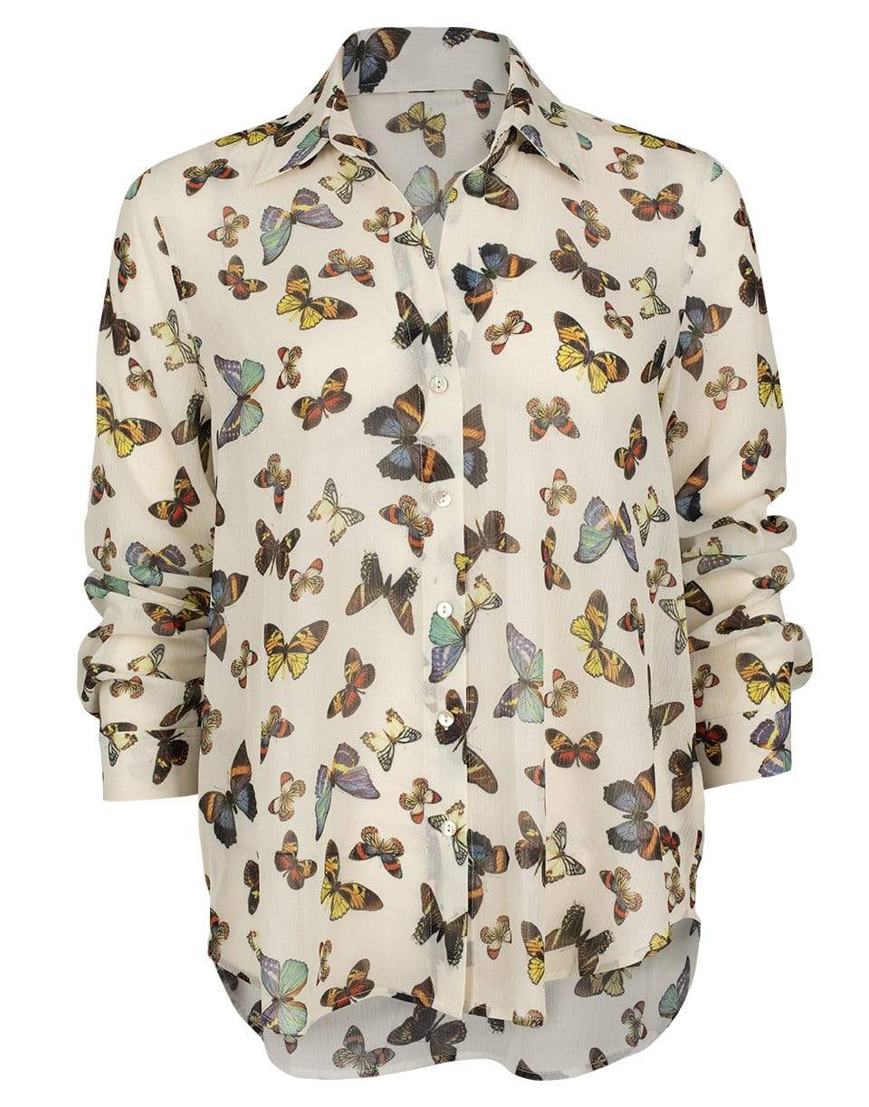 L'AGENCE-Butterfly Print Button Front Laurent Blouse-