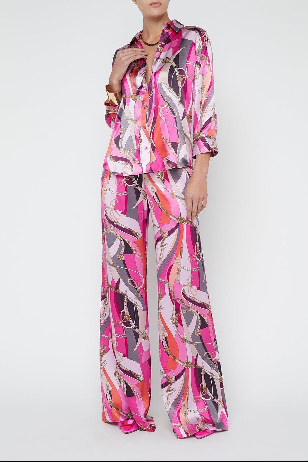 L'AGENCE-Dani Blouse - Pink Multi Buckle Swirl-