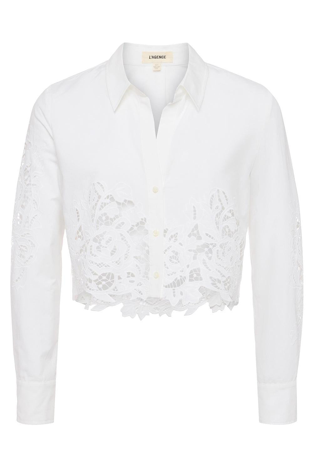 Seychelle Cropped Blouse-WHITE-XS-CLOTHINGTOPBLOUSE-L'AGENCE